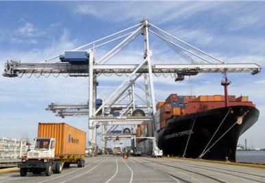 Navio para guindaste do recipiente da costa